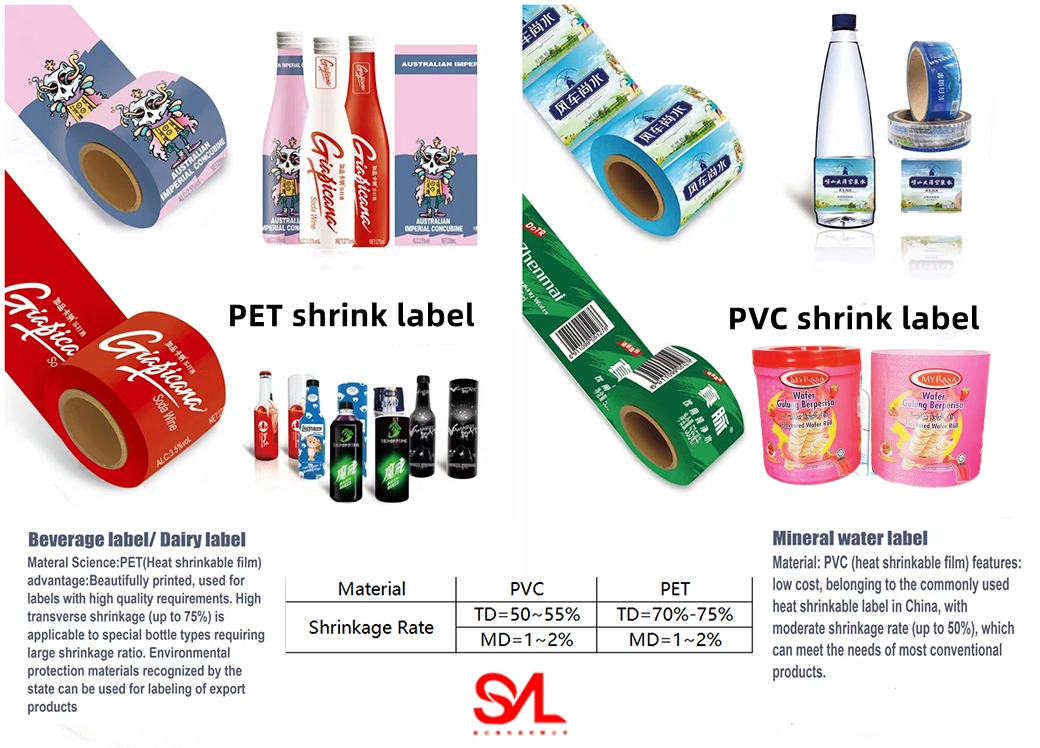 OEM PVC Shrink Sleeves for Water Bottle Label Stickers Label Pet Film Heat Shrinkable PVC Shrink Sleeve